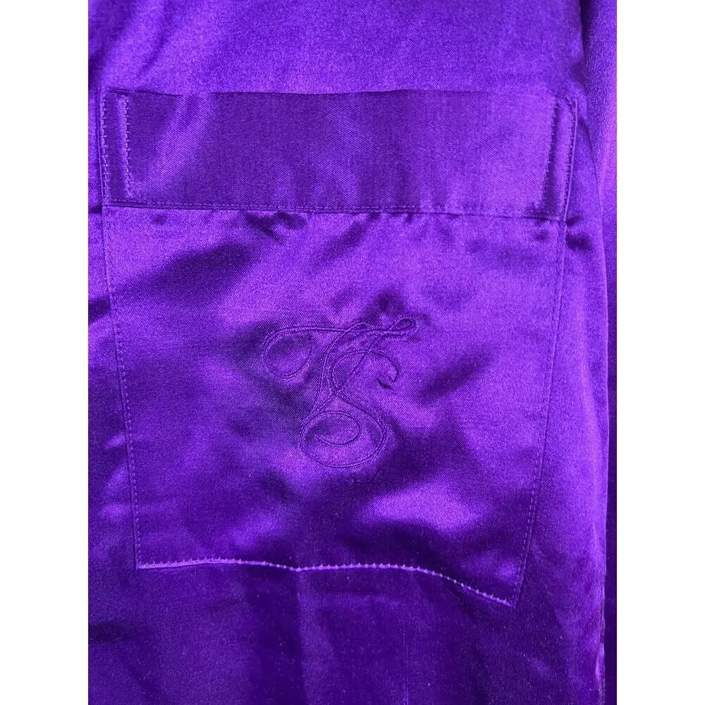80s Victoria’s Secret Gold Label Purple Satin Pajama Top‎ Small Quilted Collar